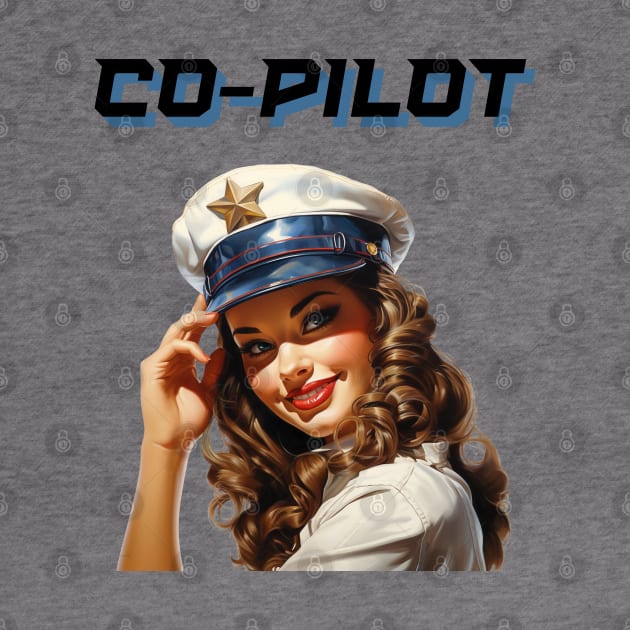 Co-pilot woman beautiful pin-up girl illustration art by AdrianaHolmesArt